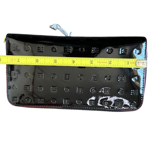 ARCADIA Crossbody Purse & Wallet Set Textured Design Black Patent Leather - Picture 15 of 16